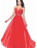 Sweetheart Neckline Lace Chiffon Beaded Long Prom Dress